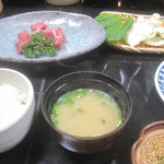 Shusai Nikushou Furuya - ミニ天然塩焼き膳￥１８００・メインの牛角切り肉他＠’１２．７．中旬