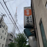 もつ焼 まるい - 看板から渋い