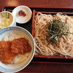 山よし - たれかつ丼セット (950円+税) 冷たいざるそば