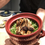 窯焼き割烹 黒泉 - 釜飯　松茸と太刀魚