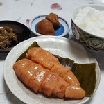 久原本家 椒房庵  茅乃舎 福岡天神岩田屋店 - ごはん5杯分の明太子、紀州梅、スナック葵のママ特製唐辛子味噌