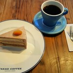 タカオ コーヒー - マロンケーキ700円＋ブレンドＭ450円(税別)