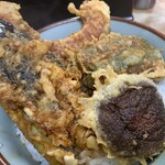 豊野丼 - 真鱈の白子天丼 丼は野菜天丼に