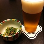 人形町今半 名古屋ミッドランドスクエア店 - うすはりのグラスに注がれたギネス(^^)