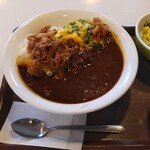 Sukiya - オム牛カレー(特盛)+オニオンスープサラダセット