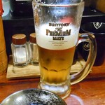 炭火串焼はがくれ - 生ビール（４口飲みました）