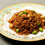 Traditional Chinese fried rice with black soy sauce
