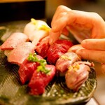 Assortment of 5 types of meat Sushi