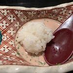 鮨みなと - カワハギ肝醤油と肝ご飯