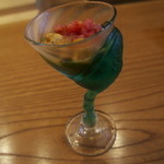 魚菜料理 縄屋 - ズッキーニすり流しにウニとトマト　