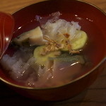 魚菜料理 縄屋 - からすみに鮑、白キクラゲ、ズッキーニの椀物