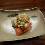 木山 - 小芋，車海老のずんだ豆のせ