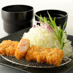 Shrimp cutlet set meal - served with fried vegetables