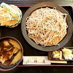 そば処 柿屋  - 茄子肉汁蕎麦。野菜天。