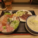 Gyuutan Sumiyaki Rikyuu - 海鮮丼と牛たん焼定食￥１８００