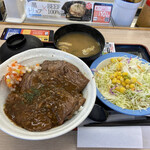 Matsuya - 2020年10月。牛ステーキ丼セット850円。