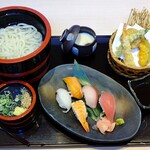 ごちそう村 - 選べる麺寿司御膳 980円