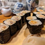 天史朗鮨 - 自家製ゲソの塩辛巻き&あん肝の味噌漬け巻き