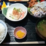 海鮮料理　魚盛 - 2012.7.19　日替わり定食　豚冷しゃぶ定食650円