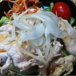 海鮮料理　魚盛 - 2012.7.19　日替わり定食　豚冷しゃぶ　大きいプチトマト付き