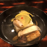 日本料理 直 - 甘鯛松茸、菊花のしんじょう