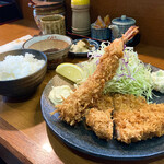 とんかつ とん喜 - 海老とロースかつ定食 