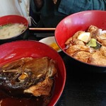 みなと食堂 - カンパチ炙り丼　850円　カンパチ頭(半身)煮付け付き