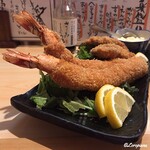 かかし屋 - 特大ｻｲｽﾞの海老ﾌﾗｲ