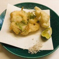 神楽坂ささ木 - 芝海老のかき揚げ　百合の天ぷら