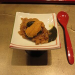 照寿司 - 肝ソースに酢飯と赤海胆