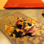 照寿司 - 鰹のたたきに熟成唐墨