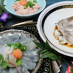 Sashimi of live kawahagi