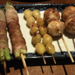 炭火串焼もん - うずら巻き・銀杏・アスパラ巻き