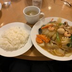 南海飯店 - かたい焼ソバ＋ライス