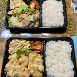 游・源・叮 - 下:とり天弁当 上:肉野菜弁当