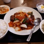 豫園飯店 - 酢豚　大盛り食事セット