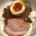 鴨出汁中華蕎麦 麺屋yoshiki - カレーつけ麺＋味玉＋小ライス