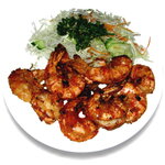 Stir-fried shelled prawns with salt and pepper