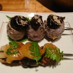 小料理バル ドメ - 2010里芋と京生麩の田楽串焼き