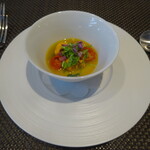 レストラン ラ・フロレゾン・ドゥ・タケウチ - ～LE MOULES～モンサンミッシェル産ムール貝のロワイヤル サフランの香るブイヨンとセロリのエッセンス