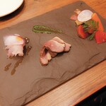 Le Bistrot des Copains - 2020.10.30 キジハタのカルパッチョ･鴨の燻製･根野菜のマリネ