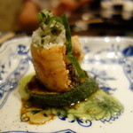 銀座うかい亭 - オコゼのフリットズッキーニのローストを添えて