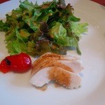 青藍 - 酢豚定食　900円の前菜　蒸し鶏とレタスサラダ