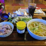 武州うどんあかねandみどりダイニング - ハンバーグ定食：ねぎ塩（\880）