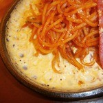 カフェ ジートレス - 鉄板イタリアンスパゲティ：ジャンボ⑥玉子の仕上がり