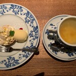 鎌倉パスタ - 誕生日の本人はスペシャルデザートと柚子茶