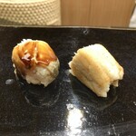 日本橋蛎殻町 すぎた - 穴子握り 煮詰めと塩 ハーフ＆ハーフ
