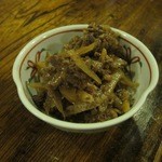 ばんや - 馬肉しぐれとごぼうの取り合わせ。