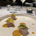 Restaurant Le Proust Miura - 伊勢海老と鴨のリエットの生春巻き　ヴィネグリットクリュスタッセ