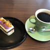 小川珈琲 - 安納芋のショートケーキとオーガニックハウスブレンドのセットで1,080円